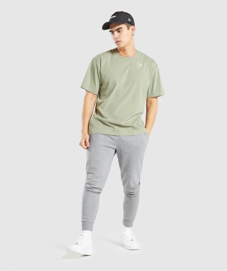 Men's Gymshark Essential Oversized T-Shirts Light Green | NZ 2GDZHO